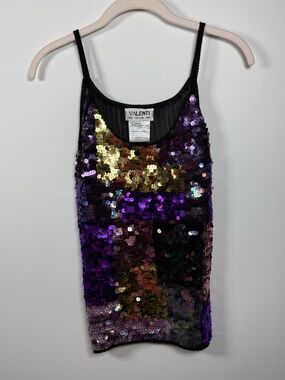💙VALENTI | Y2K 00s Knit Sequin Tank FITS SMALL P2P 14” AS IS